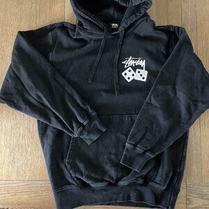 Stussy Dice Pigment Dyed Hoodie Black, Size Medium